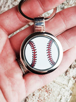 Baseball Key chain, Baseball lover gift idea, keychain with basketball image, full color keychain, metal keychain with baseball, zipper pull