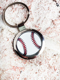 Baseball Key chain, Baseball lover gift idea, keychain with basketball image, full color keychain, metal keychain with baseball, zipper pull