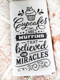 Muffins that believe in miracles waffle Weave dish towel, microfiber waffle weave dishtowel, tea towels, kitchen towel, cupcake dish towels