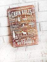 Cabin Rules Outdoor Metal Sign, Summer Yard Signs, Indoor/outdoor metal signs, hunting decor, cabin decor, cabin home decor, cabin time