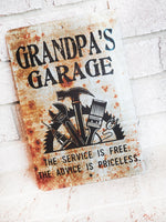 Grandpa's Garage, Father's day Gifts, Best Grand daddy gifts, dad's garage, garage gifts, man cave, outdoor metal signs, gifts for grandpa