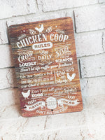 Chicken Coop Rules Outdoor Metal Sign, Summer Yard Signs, Indoor/outdoor metal signs, Chicken coop signs, Backyard Chicken coop decor