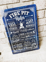 Navy Fire Pit Rules Outdoor Metal Sign, Summer Yard Signs, Indoor/outdoor metal signs, camping decor, Fire Pit decorations, Fire pit signs