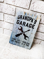 Grandpa's Garage, Mechanic gifts, Best Grandpa gifts, dad's garage, garage gifts, man cave, outdoor metal signs, gifts for grandpa