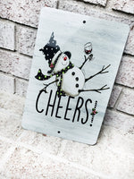 Cheers Snowman Metal Sign, Indoor/Outdoor metal signs, Christmas sign, Drunk Snowman, Christmas room decor, Winter Signs for Christmas yard