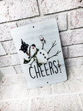 Cheers Snowman Metal Sign, Indoor/Outdoor metal signs, Christmas sign, Drunk Snowman, Christmas room decor, Winter Signs for Christmas yard