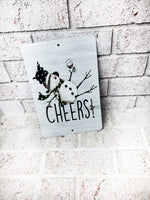 Cheers Snowman Metal Sign, Indoor/Outdoor metal signs, Christmas sign, Drunk Snowman, Christmas room decor, Winter Signs for Christmas yard