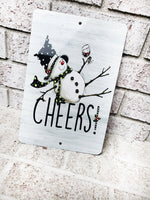 Cheers Snowman Metal Sign, Indoor/Outdoor metal signs, Christmas sign, Drunk Snowman, Christmas room decor, Winter Signs for Christmas yard