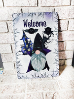 Halloween Gnome Welcome Sign, Outdoor metal signs for Halloween, Halloween Yard Decorations, Gnome decorations for Halloween, October signs