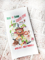 Rise and Shine, Coffee Time tea Towel, Coffee Kitchen Decor, Decorative tea towels, oven handle towels, coffee bar towels, microfiber towel