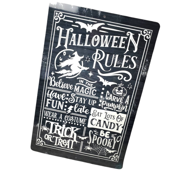 Halloween Rules Outdoor Metal Sign, fall Yard Signs, Indoor/outdoor metal signs, halloween decor, autumn decorations, spooky season decor