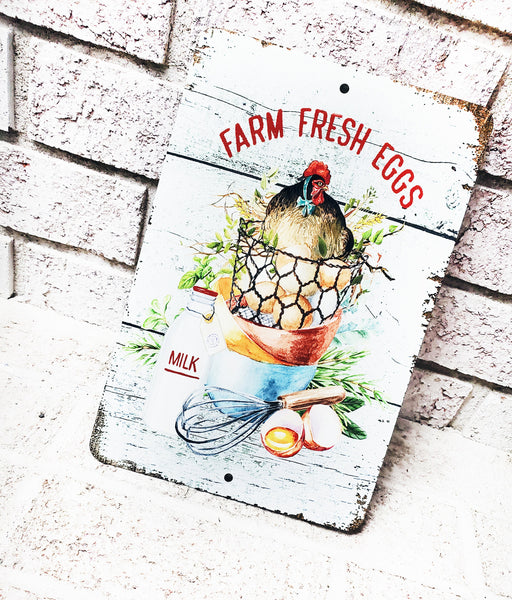 Farm Fresh Eggs Outdoor Metal Sign, Chicken Coop Yard Signs, Indoor/outdoor metal signs, Chicken coop signs, Backyard Chicken coop decor
