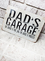 Dad's Garage, 2022 Father's day Gifts, Best Dad gifts, dad's garage decor, garage gifts, man cave, outdoor metal signs, gifts for grandpa