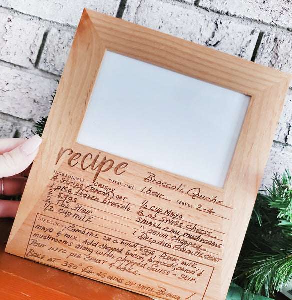 Handwritten Recipe card Frame, picture frame, personalized photo frame, sentimental gift idea, handwritten recipe gift ideas