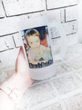 Personalized photo beer mug, custom beer stein with picture, 16 ounce frosted glass beer cup, Grandpa beer mug, custom mug with photo glass