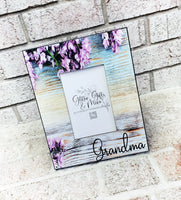 Grandma Frame, Mother's Day Frame, 4x6 frame for Grandma, purple and blue frame, floral frame, personalized frame, custom frame for grandma