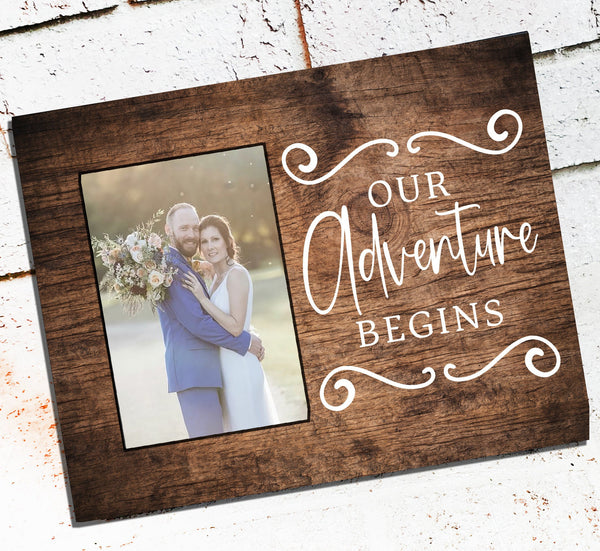 Our Adventure Begins, Custom Wedding Picture Frames, Engagement Frame, Personalized Picture frame, 4x6 picture frame, She said yes frame