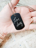 Custom metal dog tag with chain, handwriting keepsake, custom handwriting gift, handwriting necklace, handwriting necklace for him