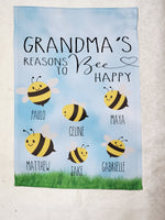 Bee Happy custom garden flag, 12x18 Garden Flag For Grandma, grandparent gifts, Bee Garden Flag, Grandma gift, Personalized garden flags