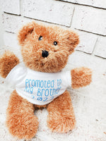 Big Brother Teddy bear, Promoted to big brother, new brother gift, birth announcement, new baby announcement, brother gifts, cuddle bear
