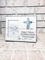 Communion keepsake frame, Sacrament gifts, Baptism Frame, Personalized frame, Christening Frame, Confirmation Gift for boys, frame with name