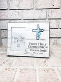 Communion keepsake frame, Sacrament gifts, Baptism Frame, Personalized frame, Christening Frame, Confirmation Gift for boys, frame with name