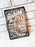 Fishing Rules Outdoor Metal Sign, Summer Yard Signs, Indoor/outdoor metal signs, Fishig cabin sign, fishing vacation, B&B home decor, rental