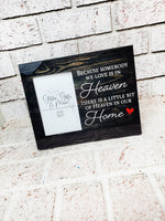 Memorial Frame, Heaven in our home, Somebody we love, custom frame, in remembrance gift, in loving memory, Lost loved one, bereavement gift