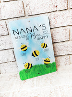 Nana's reasons to bee happy outdoor metal sign, Indoor/Outdoor metal yard signs, outdoor metal sign, Grandma gift, Nana gifts, bee yard sign