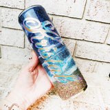Glitter Beach Tumbler, Vacation cup, Cruise tumbler, personalized glitter cup, 30 ounce glitter cup with straw and name, sparkle glitter cup