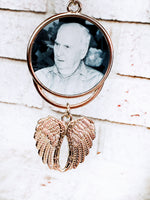 Angel Wings, Photo memorial, Car mirror Angel wings, Photo ornament, in loving memory, in remembrance, guardian angel, car mirror hanger