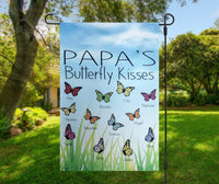 Papa's Garden Flag, Butterfly Kisses, 12x18 Garden Flag For Grandpa, papa's Garden, Butterfly Garden Flag, Single / double sided flag