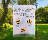 Grampy & Grammy's Reasons to be Happy, grandma and grandpa gift, small yard flag, custom garden flag, grandparent flags, grandparent gift