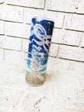 Glitter Beach Tumbler, Vacation cup, Cruise tumbler, personalized glitter cup, 30 ounce glitter cup with straw and name, sparkle glitter cup