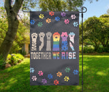 Together we Rise ally flag, LGBTQ ally, Awareness flags, Equality for All, Social Justice Garden Flag, Rainbow paw print flag, diversity
