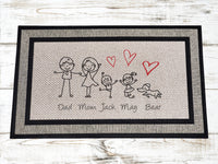 Family Door Rug, Personalized door mat, Front porch rug, Porch decor, New home gift, blended family rug, housewarming rug, personalized gift