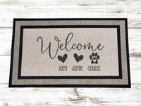 Family Door mat, Front door welcome mat, welcome rug, Personalized door rug, personalized rugs, porch mat with names, couples rug, new house