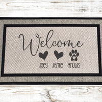Family Door mat, Front door welcome mat, welcome rug, Personalized door rug, personalized rugs, porch mat with names, couples rug, new house