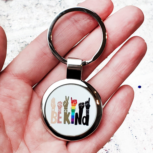Be Kind Keychain, Inclusive keychain, social justice, tolerance, diversity, spread kindness keychain, human kind, be a nice human keychains