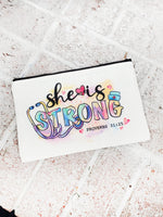 She is strong, Nurse make up bag, nurse essentials bag, nurse care kit, Nurse gifts, Nursing gift, gifts for nurse, proverbs 31:25 gift