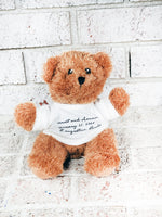 Keepsake writing gifts, custom writing gifts, handwriting keepsake, memorial gifts, teddy bear keepsake, memorial bear, bear writing gift