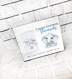 Baby Boy frame, Birth stats frame, Baby elephant frame, nursery decor, personalized frame, frame with name, birth weight, new baby gift