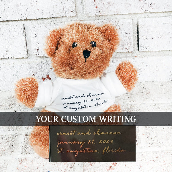 Keepsake writing gifts, custom writing gifts, handwriting keepsake, memorial gifts, teddy bear keepsake, memorial bear, bear writing gift