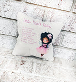 Tooth Fairy Pillow with pocket, small toothfairy pillow, Cute fairy pillow, girl fairy pillow, pillow with pocket for tooth, 8x8 pillow