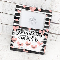 Make life grand, grandkids frame, grandma frame, grandparents, gifts for grandparents, hearts and love, custom frames, frames with names