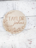 Baby name sign, Wood baby sign, Bassinet baby sign, new baby photo prop, Name photo prop, wood name round, small photo prop 4.5 in x 4.5 in