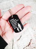 Dad Dog Tag father's day 2023, Gift for dad, Always look up to you, no matter how tall I get, engraved dog tag, black metal dog tag