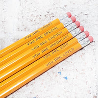 6 inspirational pencils with quote, Engraved wooden pencil, Back to school supplies, Back to school Pencil, Teacher gift, teacher pencil set