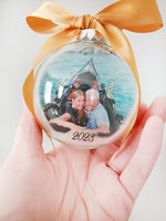 2023 Family photo Christmas Round Ornament, Round bauble with photo, Ornament with Picture, First Christmas bulb, New Baby Ornament Gifts