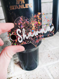 Pink Glitter Valentines Day Heart Tumbler topper, heart stopper with name, 40 oz tumbler topper valentines day, 30 ounce tumbler plate